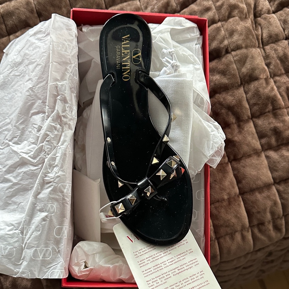 Valentino Black Studded Sandals